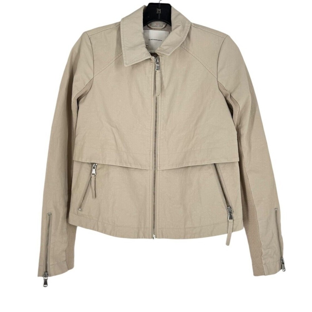 Anthropologie Women's Beige Marcail Anorak Slant Pocket Coll Jacket Size XS